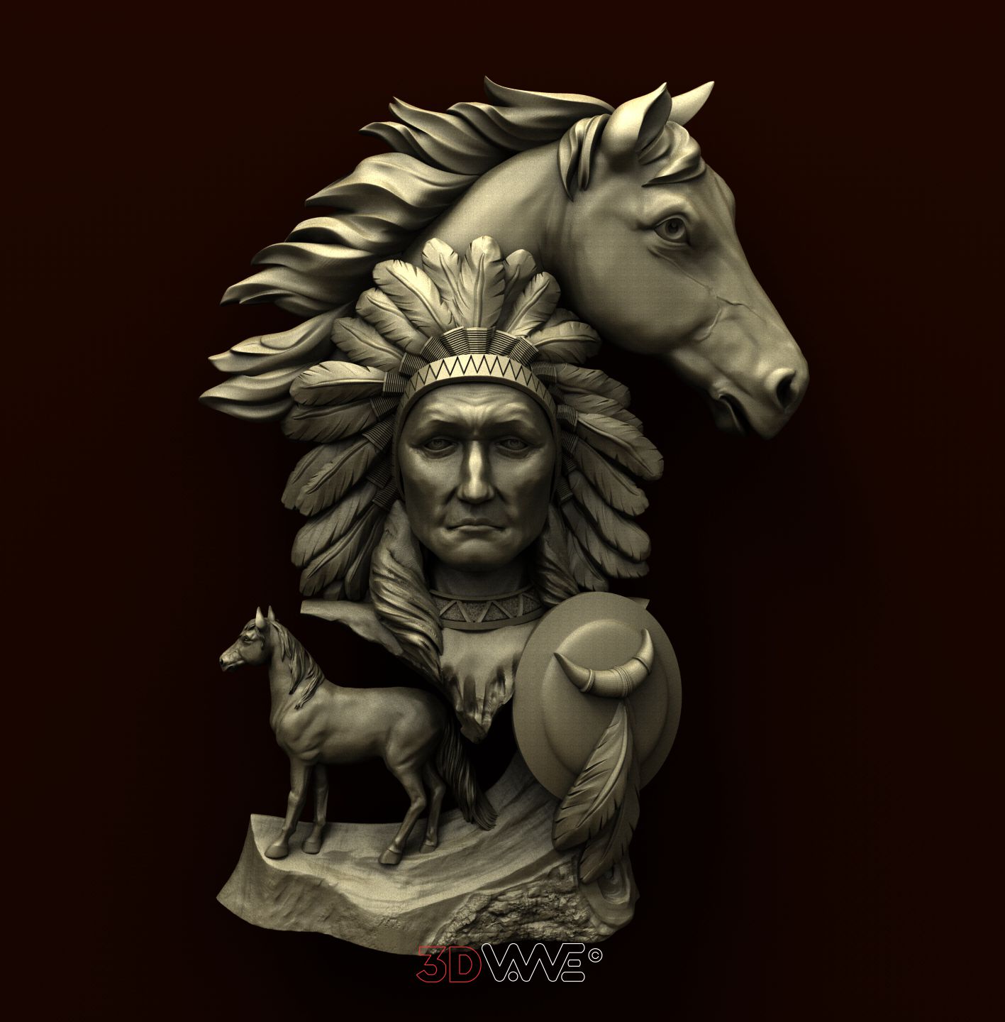 B0004 Native American and Horse