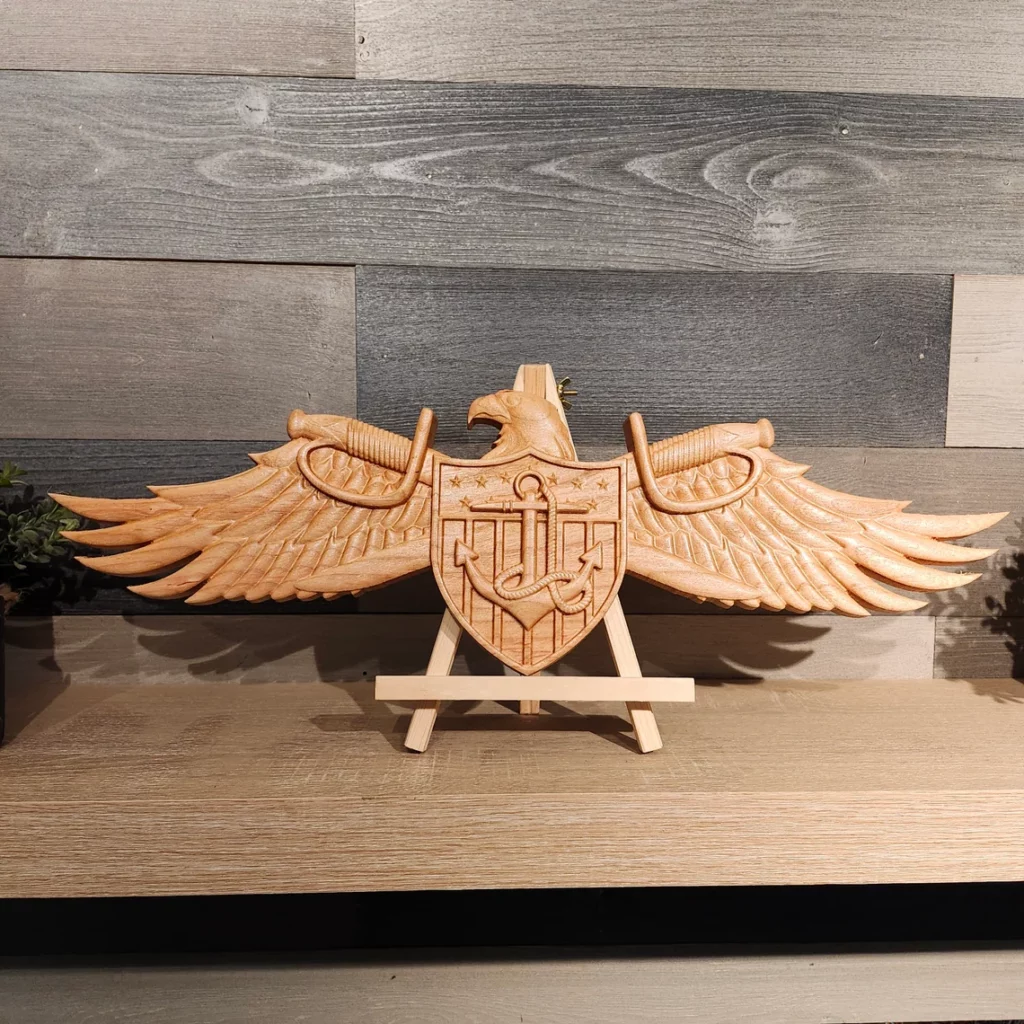 Navy Strategic Sealift Officer Insignia – 3D Carved SSOW Wings – Wooden ...